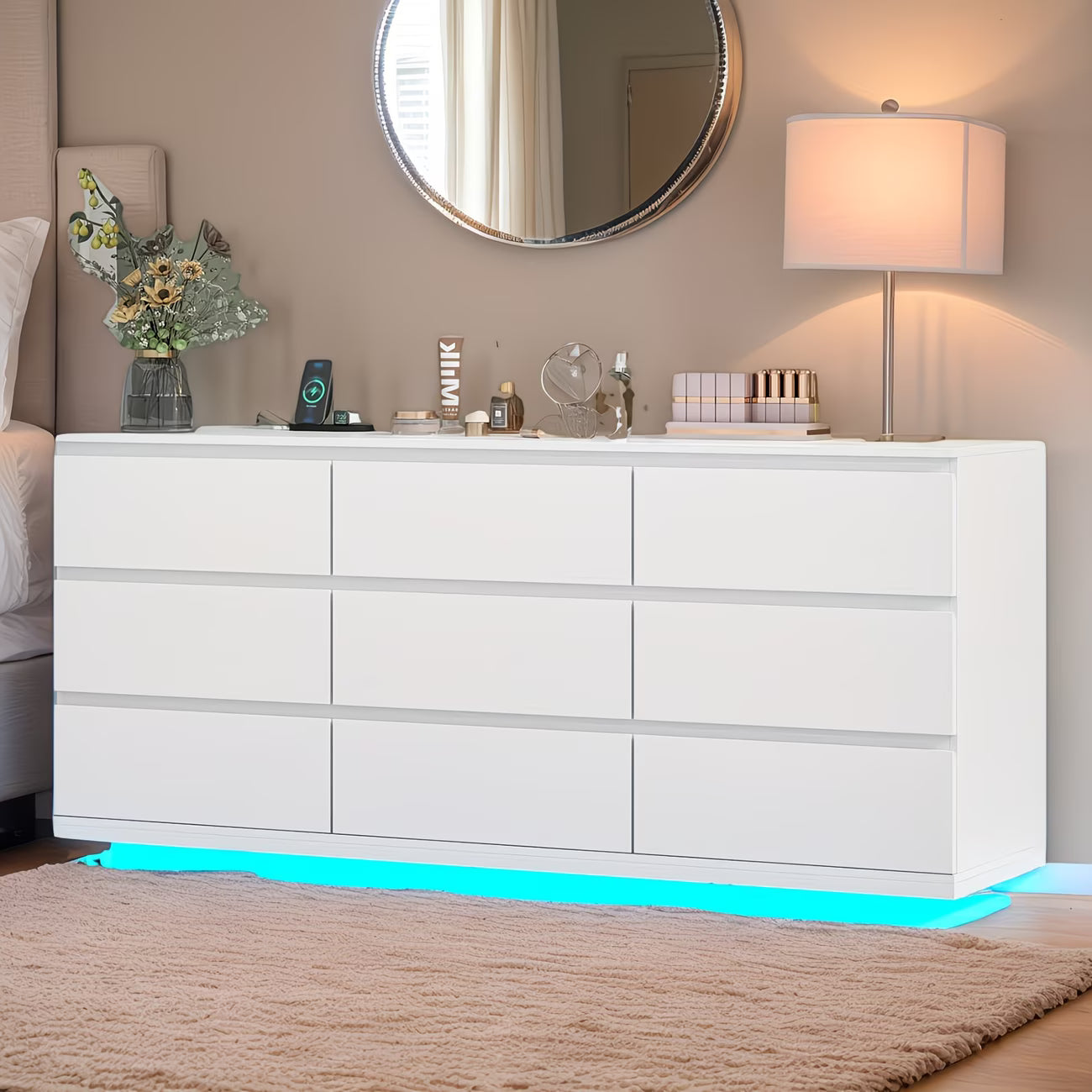 LED Nine Drawer Dresser