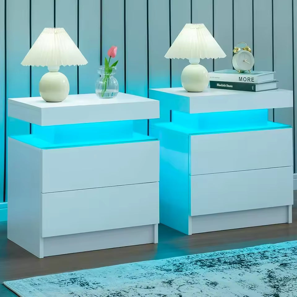 2x LED Nightstand Set