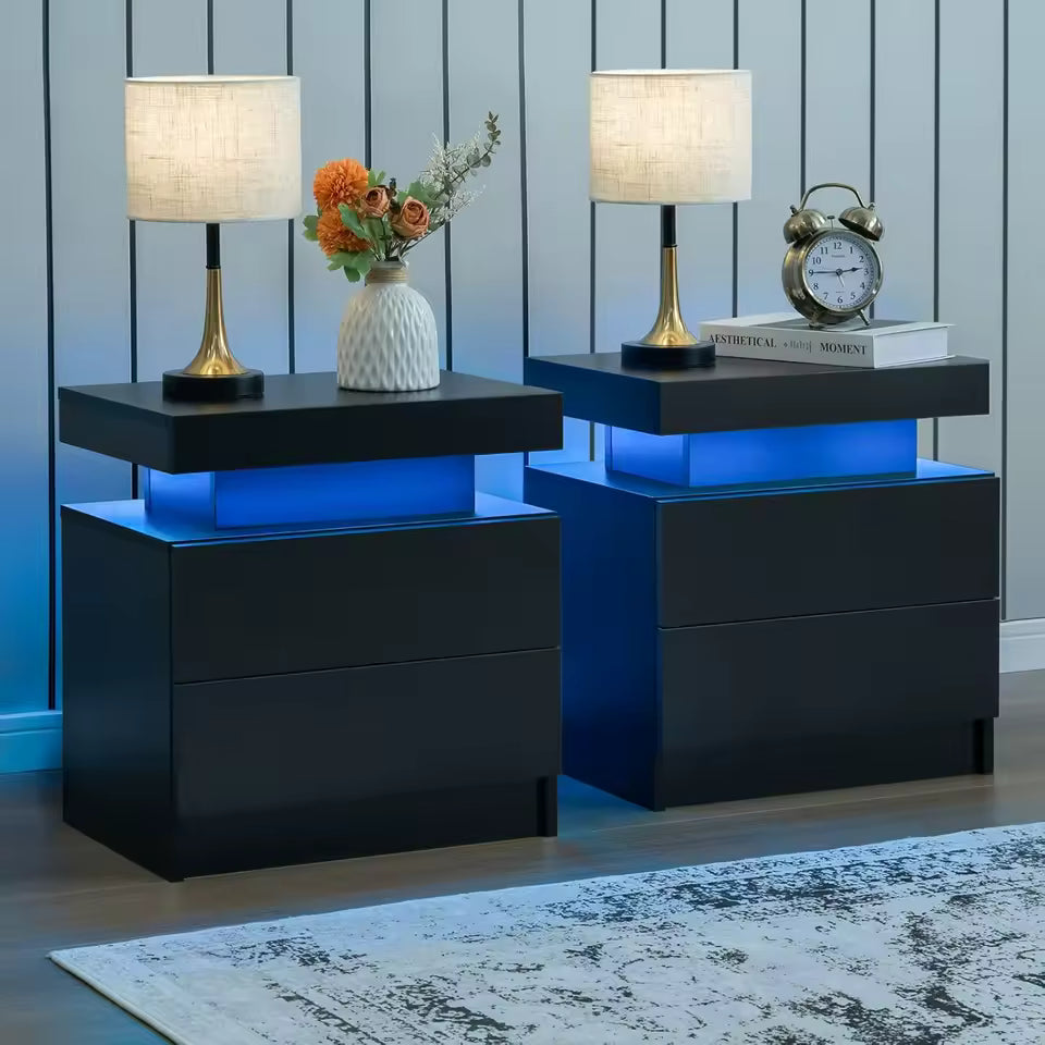 2x LED Nightstand Set