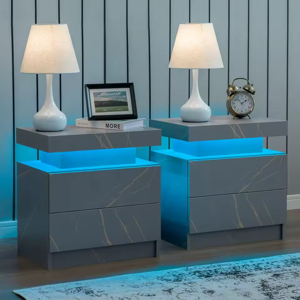 2x LED Nightstand Set