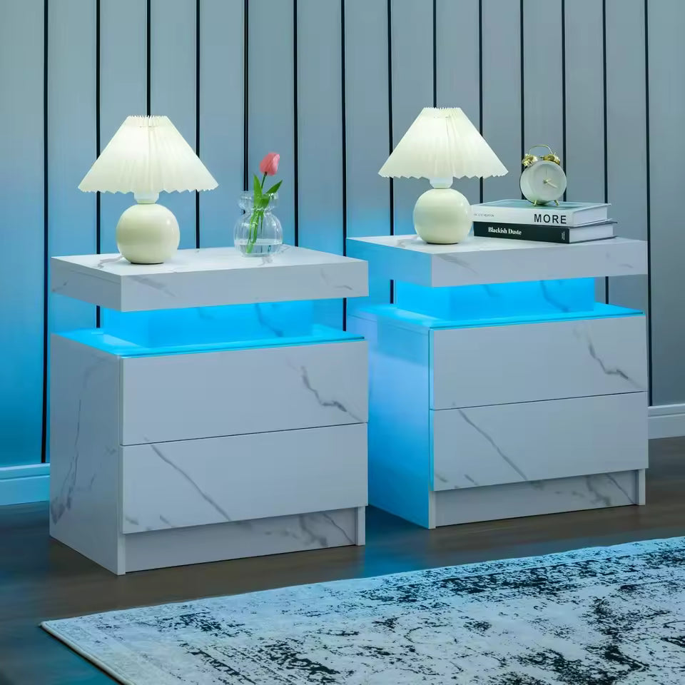 2x LED Nightstand Set